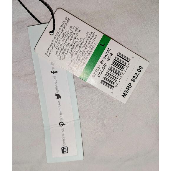 NWT Bikini Lab Triangle Bra Bikini Top & Banded Hipster Swim Bottoms Orange Sz L - Picture 5 of 8